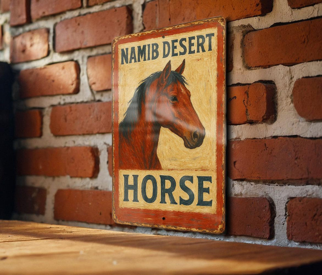Rustic Americana Namib Desert Horse Tin Sign – Hand-Painted Metal Wall Art, Vintage Western Decor, Weathered Farmhouse Sign — photo 3