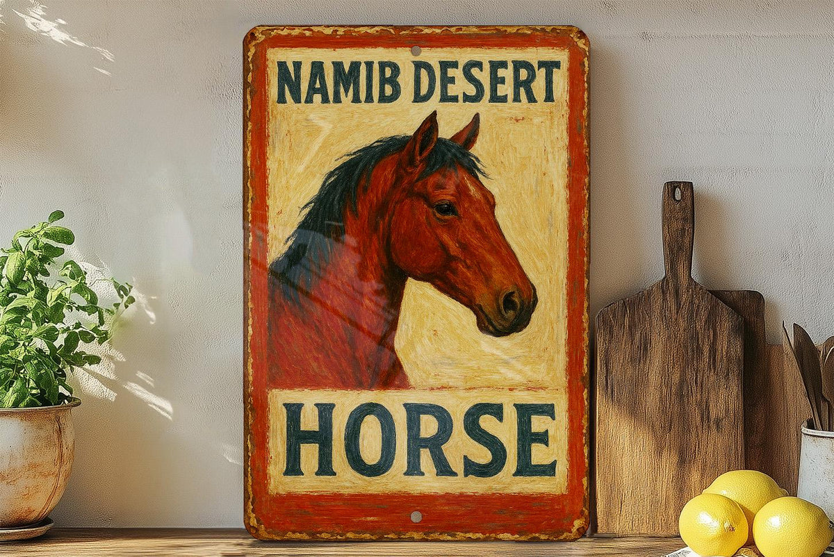 Rustic Americana Namib Desert Horse Tin Sign – Hand-Painted Metal Wall Art, Vintage Western Decor, Weathered Farmhouse Sign — photo 4