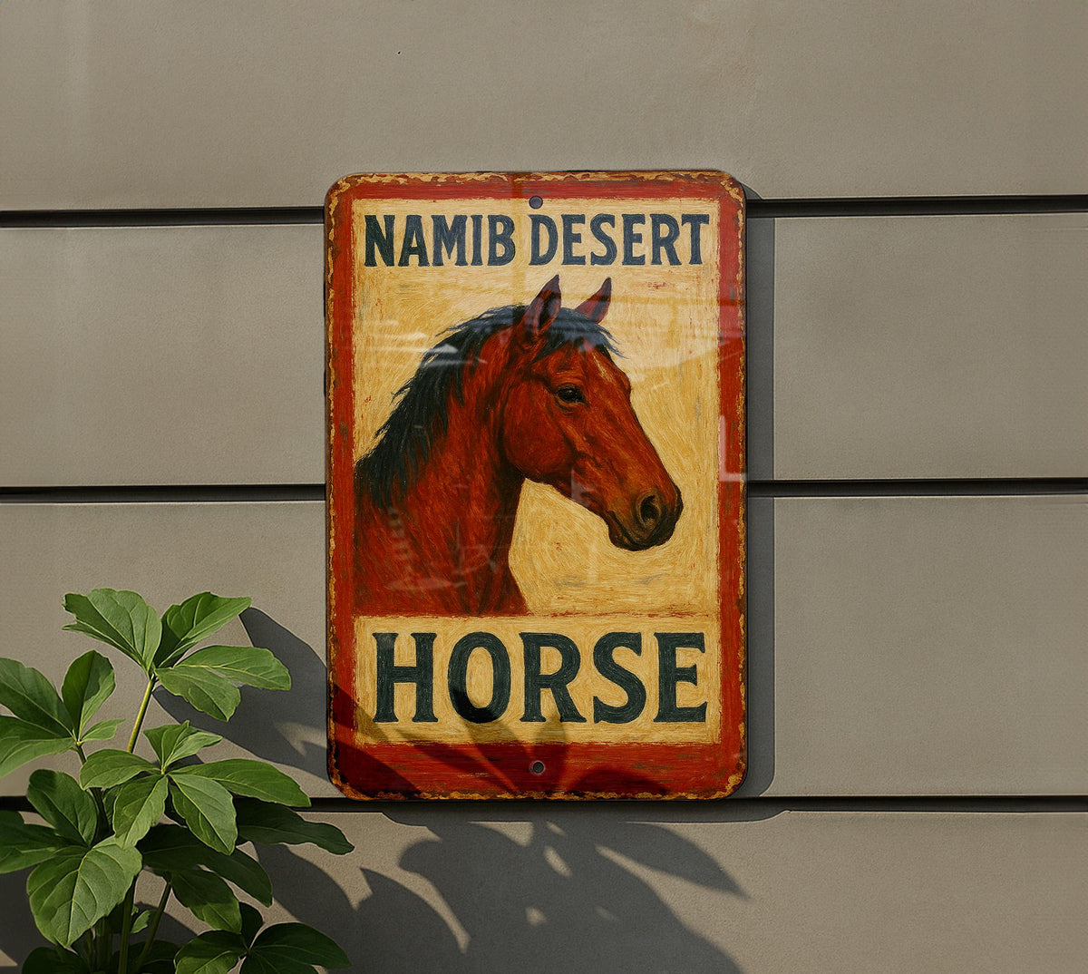 Rustic Americana Namib Desert Horse Tin Sign – Hand-Painted Metal Wall Art, Vintage Western Decor, Weathered Farmhouse Sign — photo 5