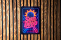 Vintage 1980s Neon Sundrop Metal Sign – Retro Cosmic Grid, Electric Blue & Hot Pink, Geometric Wall Art, Rust Patina Decor — photo 1
