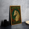 Victorian Camargue Horse Metal Sign – Chromolithograph Style, Ornate Vintage Tin Wall Art, Jewel Tones, Aged Antique Decor — photo 1