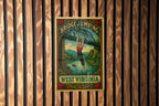Victorian Bridge Jumping Tin Sign – Vintage West Virginia Art, Chromolithograph Style, Aged Metal Wall Decor, Ornate Antique Print — photo 2