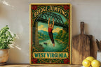 Victorian Bridge Jumping Tin Sign – Vintage West Virginia Art, Chromolithograph Style, Aged Metal Wall Decor, Ornate Antique Print — photo 4
