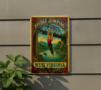 Victorian Bridge Jumping Tin Sign – Vintage West Virginia Art, Chromolithograph Style, Aged Metal Wall Decor, Ornate Antique Print — photo 5