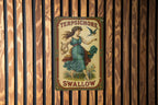 Victorian Terpsichore Swallow Tin Sign – Chromolithograph Style, Ornate Border, Aged Metal Art, Jewel Tones Décor — photo 3