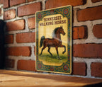 Victorian Tennessee Walking Horse Metal Sign – Antique Chromolithograph Style, Ornate Border, Aged Parchment Look Decor — photo 2