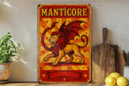 Vintage Manticore Circus Metal Sign – Retro Red & Yellow Tin Wall Art, Ornate Typography, Starburst Decor, Aged Poster Style — photo 4