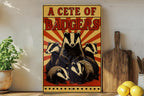 Vintage Circus Poster Style Metal Sign – A Cete of Badgers Illustration Wall Art, Rustic Animal Decor for Home or Cabin — photo 2