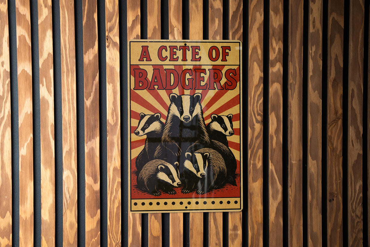 Vintage Circus Poster Style Metal Sign – A Cete of Badgers Illustration Wall Art, Rustic Animal Decor for Home or Cabin — photo 3