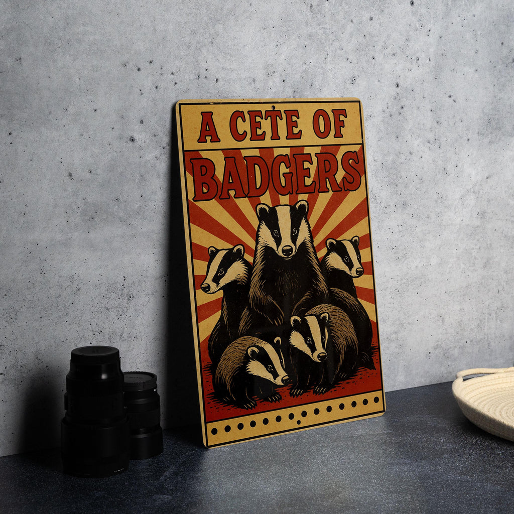 Vintage Circus Poster Style Metal Sign – A Cete of Badgers Illustration Wall Art, Rustic Animal Decor for Home or Cabin — photo 4