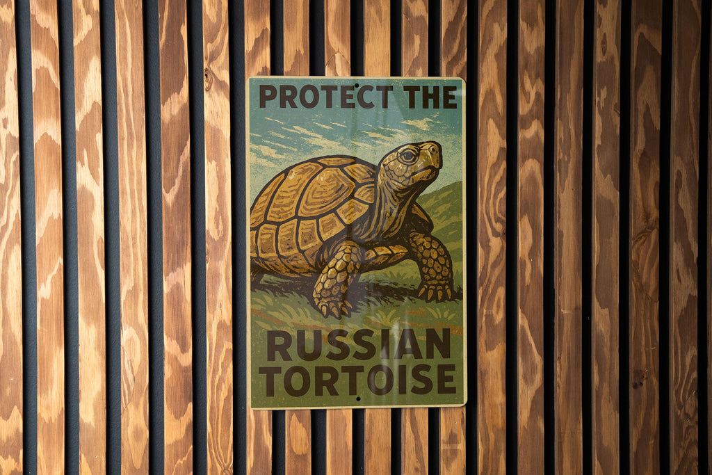 Rustic WPA Style Russian Tortoise Metal Sign – Vintage Wildlife Wall Art for Cabin, Farmhouse, or Nature Decor — photo 3