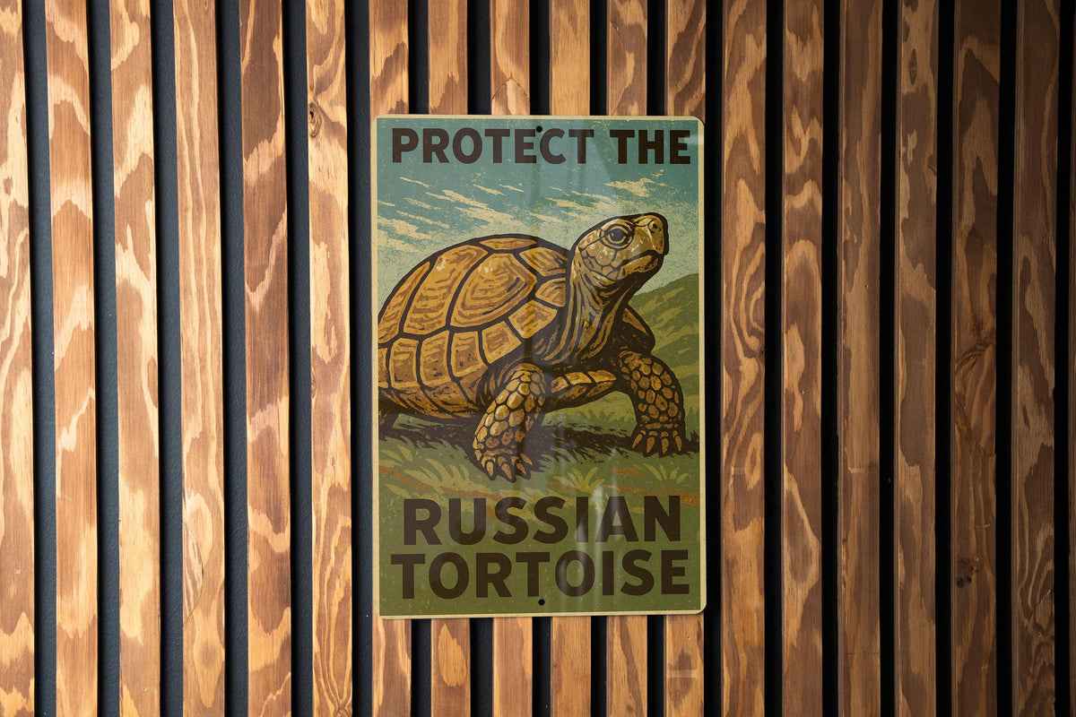 Rustic WPA Style Russian Tortoise Metal Sign – Vintage Wildlife Wall Art for Cabin, Farmhouse, or Nature Decor — photo 3