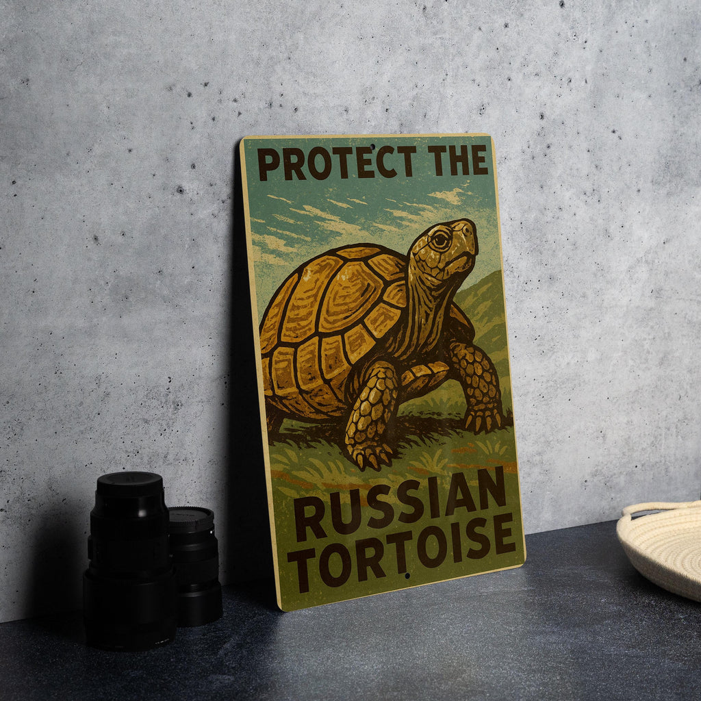 Rustic WPA Style Russian Tortoise Metal Sign – Vintage Wildlife Wall Art for Cabin, Farmhouse, or Nature Decor — photo 4