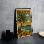 Ambergris Caye Belize Metal Sign – Vintage Stamp Style Wall Art for Beach House, Coastal Decor, Island Travel Souvenir — photo 4