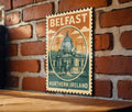 Belfast Northern Ireland Metal Sign – Vintage Stamp Style Wall Art, Rustic Travel Decor, Retro City Souvenir Plaque — photo 1