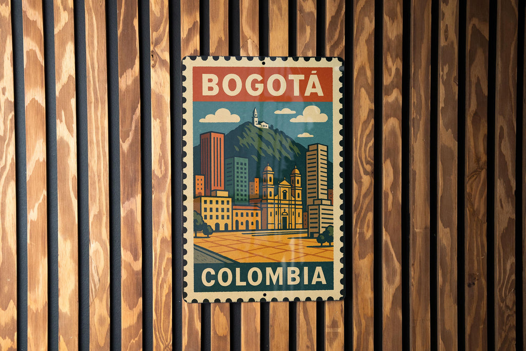 Bogotá Colombia Metal Sign – Vintage Travel Stamp Style Wall Art, Rustic Decor for Home, Office, or Man Cave — photo 2