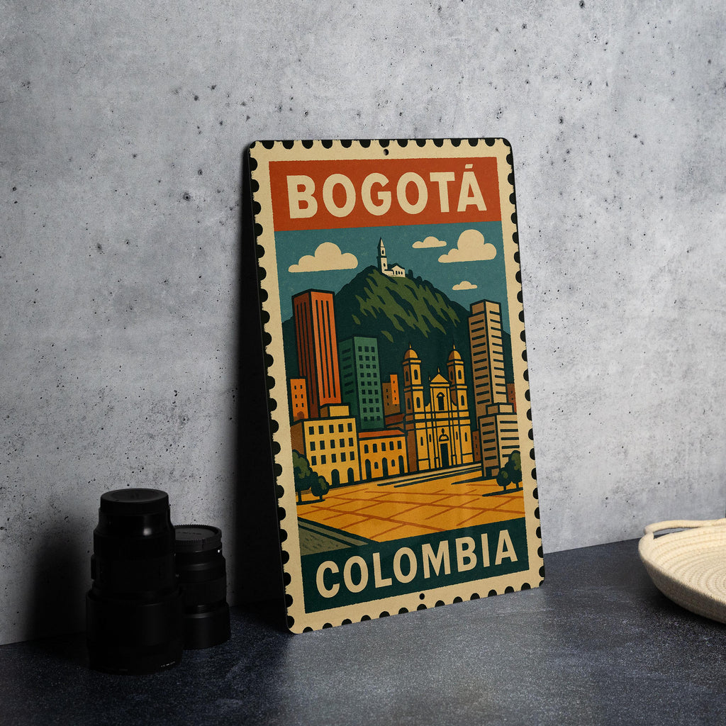 Bogotá Colombia Metal Sign – Vintage Travel Stamp Style Wall Art, Rustic Decor for Home, Office, or Man Cave — photo 4