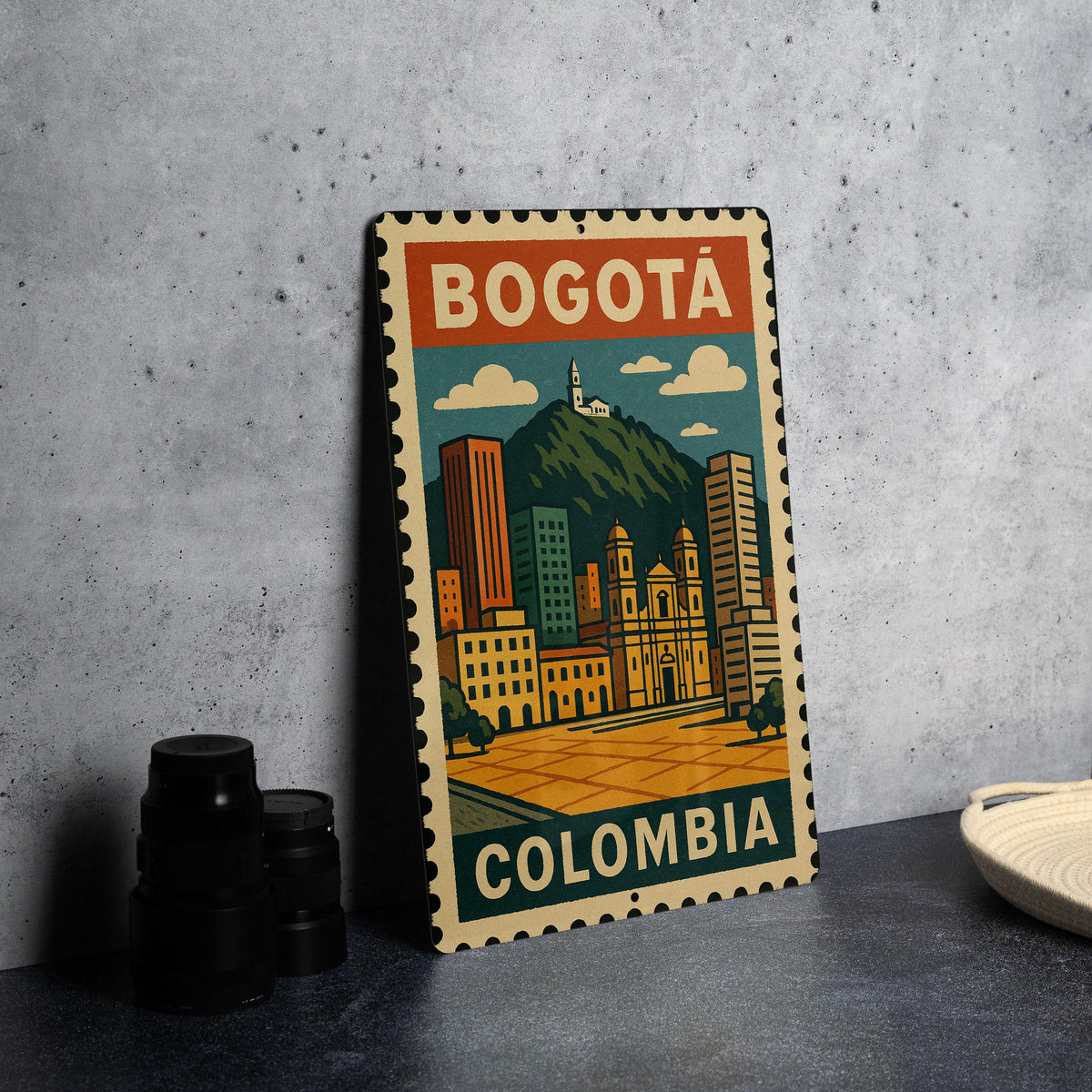 Bogotá Colombia Metal Sign – Vintage Travel Stamp Style Wall Art, Rustic Decor for Home, Office, or Man Cave — photo 4