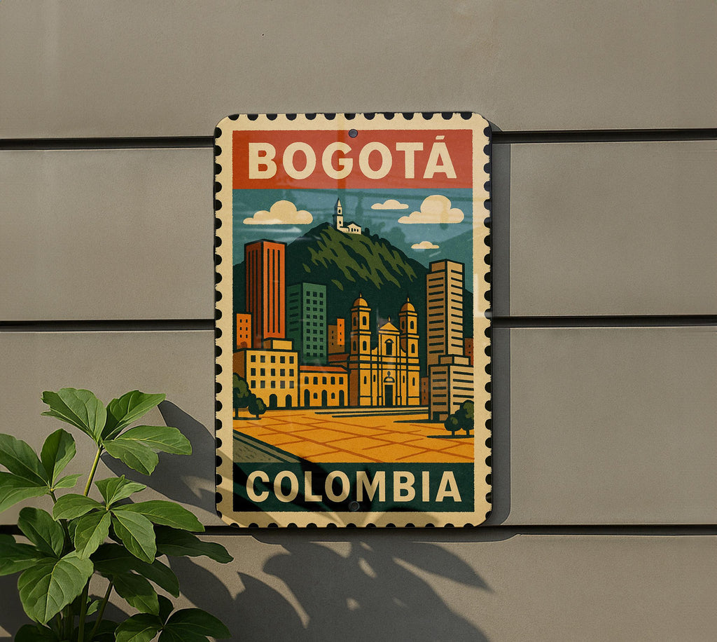 Bogotá Colombia Metal Sign – Vintage Travel Stamp Style Wall Art, Rustic Decor for Home, Office, or Man Cave — photo 5