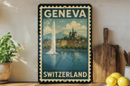Geneva Switzerland Metal Sign – Vintage Travel Stamp Style Wall Art, Rustic Swiss City Decor, Retro Tin Plaque Collectible — photo 2