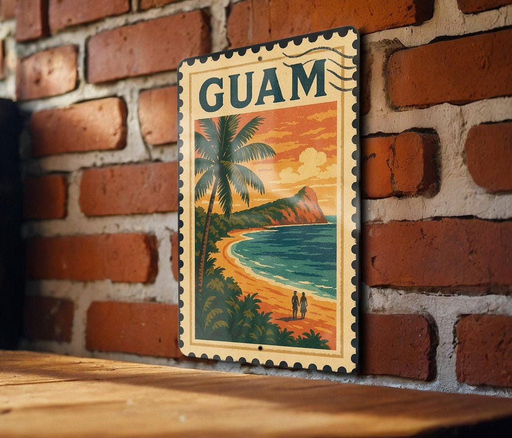 Guam Metal Sign Stamp Style Art – Vintage Island Wall Decor, Tropical Travel Souvenir, Rustic Beach Home Sign — photo 2
