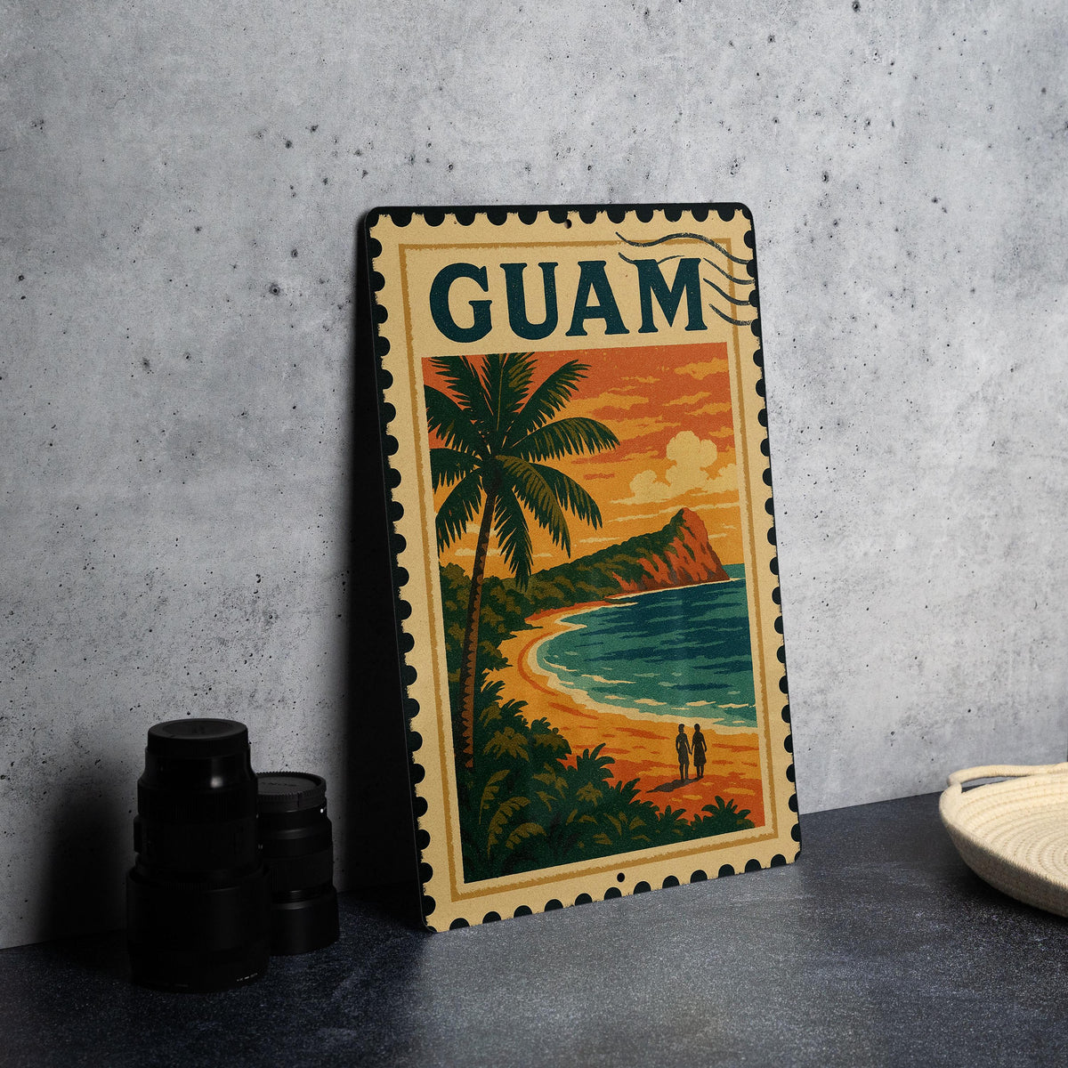 Guam Metal Sign Stamp Style Art – Vintage Island Wall Decor, Tropical Travel Souvenir, Rustic Beach Home Sign — photo 4