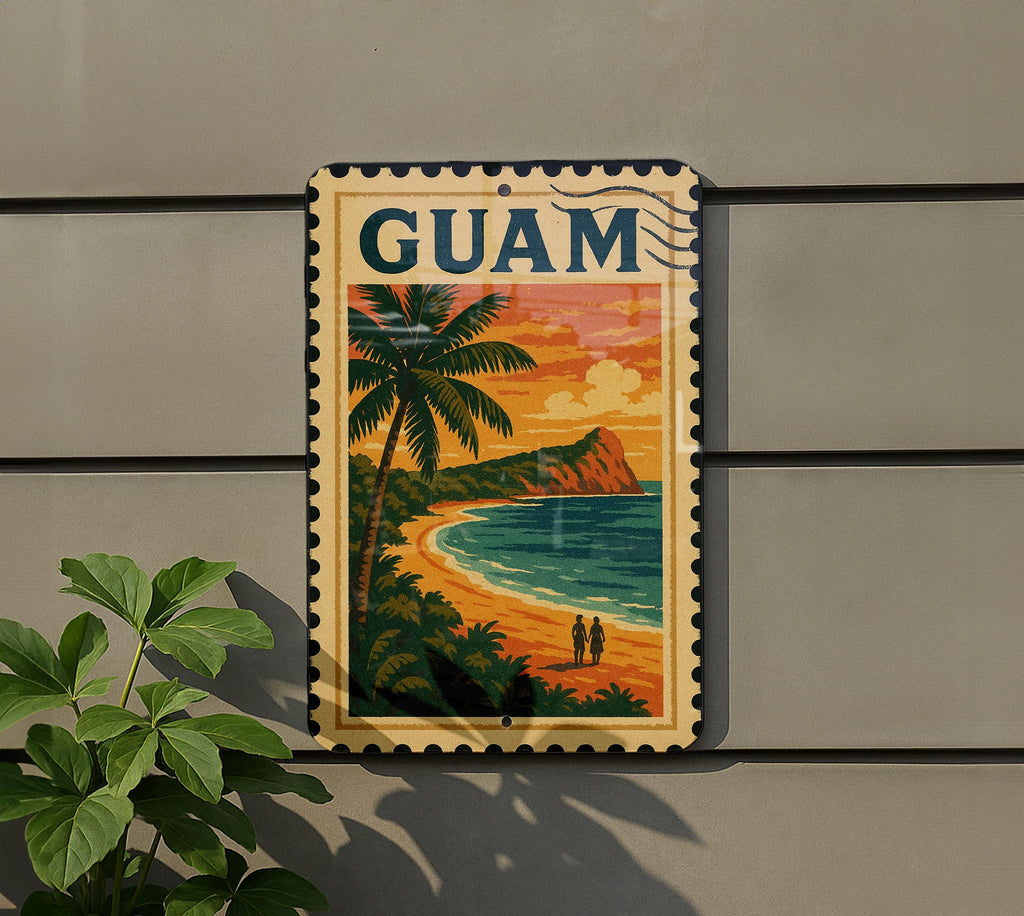 Guam Metal Sign Stamp Style Art – Vintage Island Wall Decor, Tropical Travel Souvenir, Rustic Beach Home Sign — photo 5