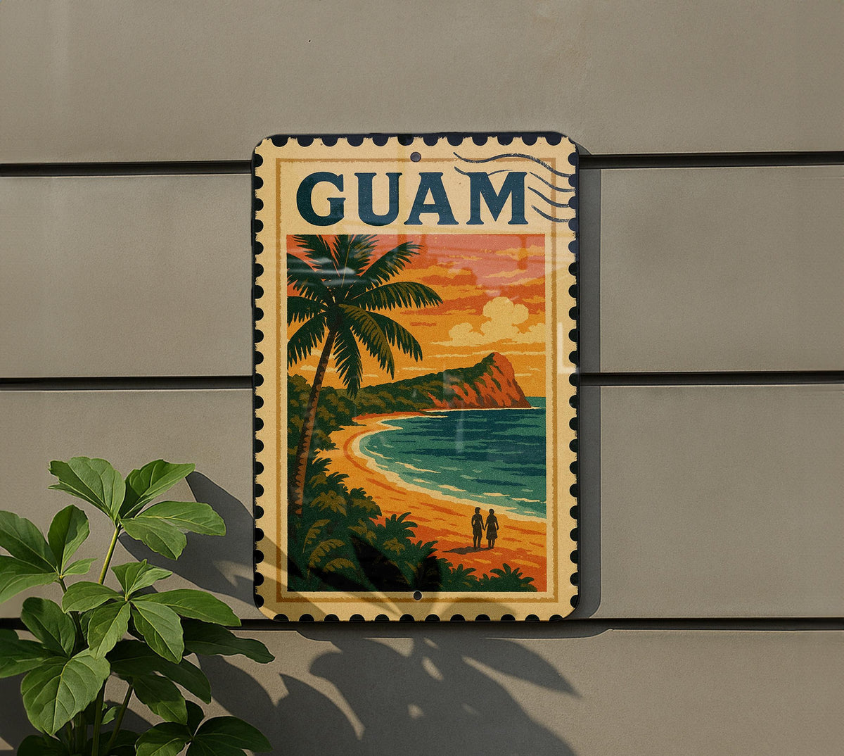 Guam Metal Sign Stamp Style Art – Vintage Island Wall Decor, Tropical Travel Souvenir, Rustic Beach Home Sign — photo 5