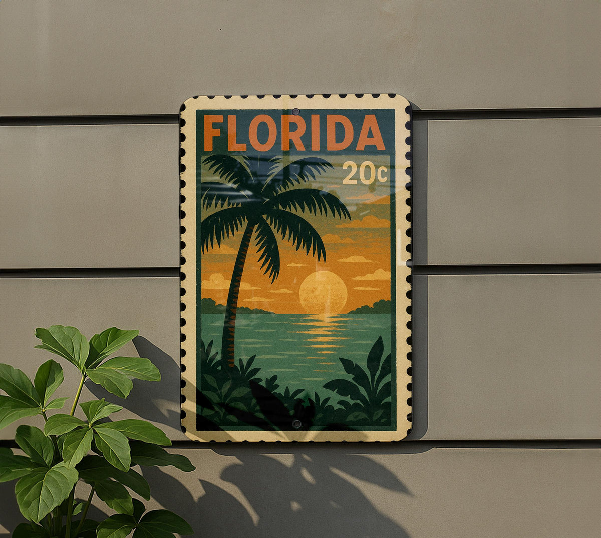 Florida State Stamp Metal Sign – Vintage Travel Poster Style Wall Art, Retro License Plate Design, Rustic Home Decor Gift — photo 5