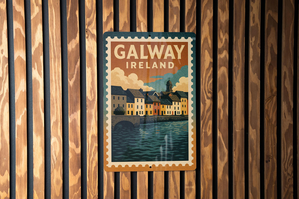 Galway Ireland Metal Sign – Vintage Stamp Style Wall Art, Irish Travel Decor, Rustic Souvenir for Home or Bar — photo 3