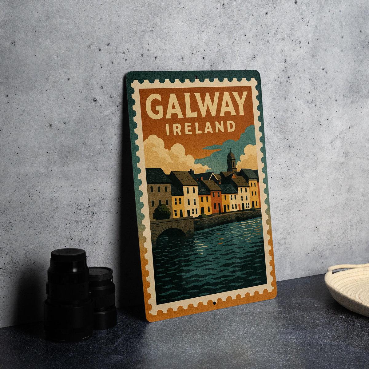 Galway Ireland Metal Sign – Vintage Stamp Style Wall Art, Irish Travel Decor, Rustic Souvenir for Home or Bar — photo 4