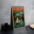 Ha Long Bay Vietnam Metal Sign – Vintage Travel Stamp Style Wall Art, Retro Tin Decor for Home or Office Display — photo 4