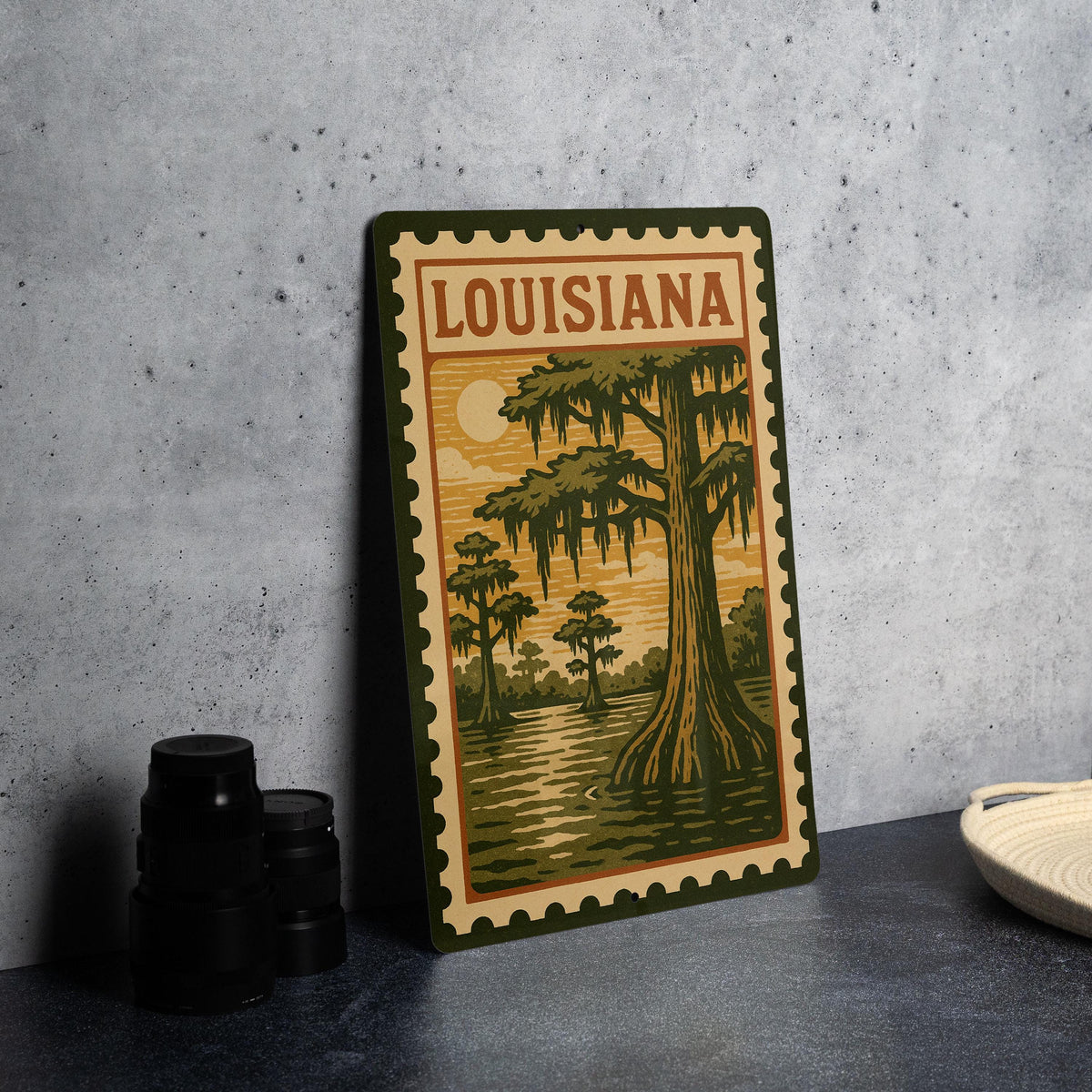 Louisiana State Metal Sign – Vintage Stamp Style Wall Art, Rustic Home Décor, Southern USA License Plate Design — photo 4