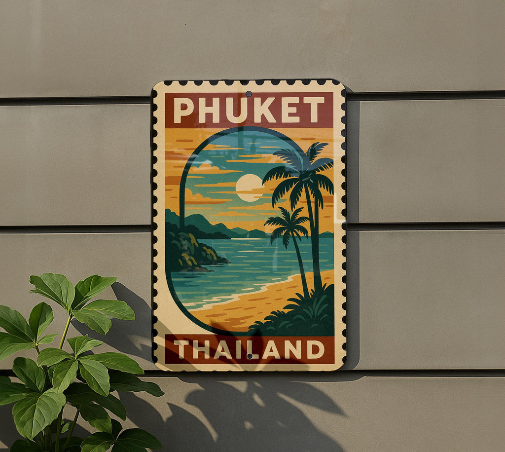Phuket Thailand Metal Sign – Vintage Travel Stamp Style Wall Art, Rustic Tropical Decor, Retro Souvenir for Home or Office — photo 5