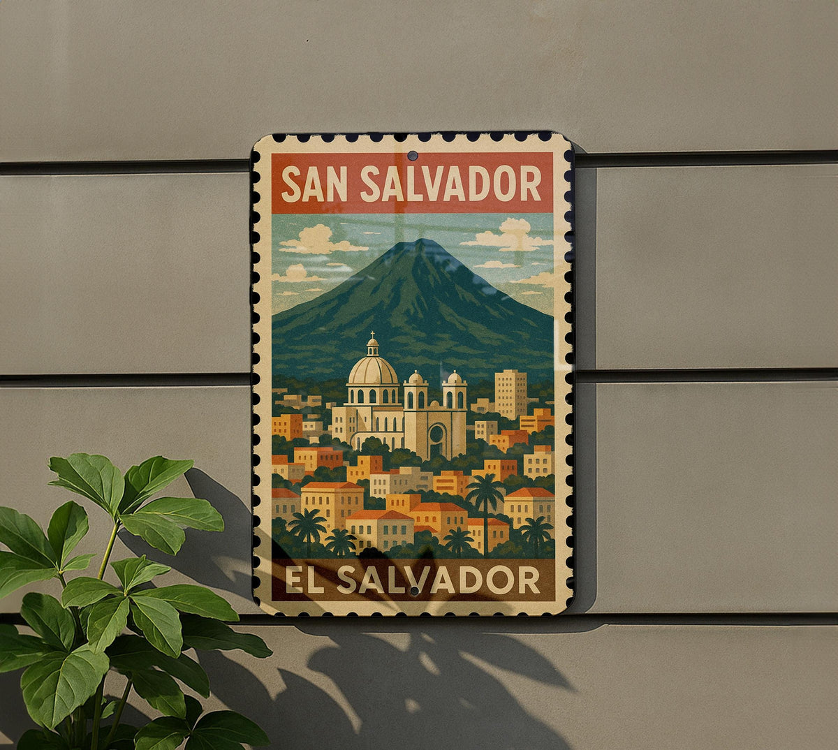 San Salvador El Salvador Metal Sign – Vintage Stamp Style Wall Art, Rustic Country Decor, Travel Souvenir Tin Plaque — photo 5