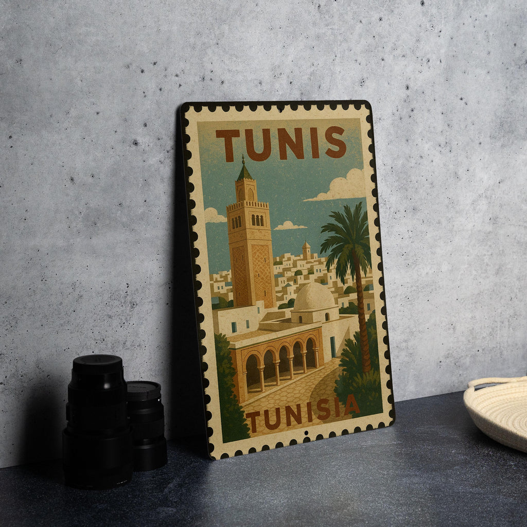 Tunis Tunisia Stamp Style Metal Sign – Vintage Travel Poster Wall Art, Retro Tin Decor for Home or Office, Souvenir Gift — photo 4