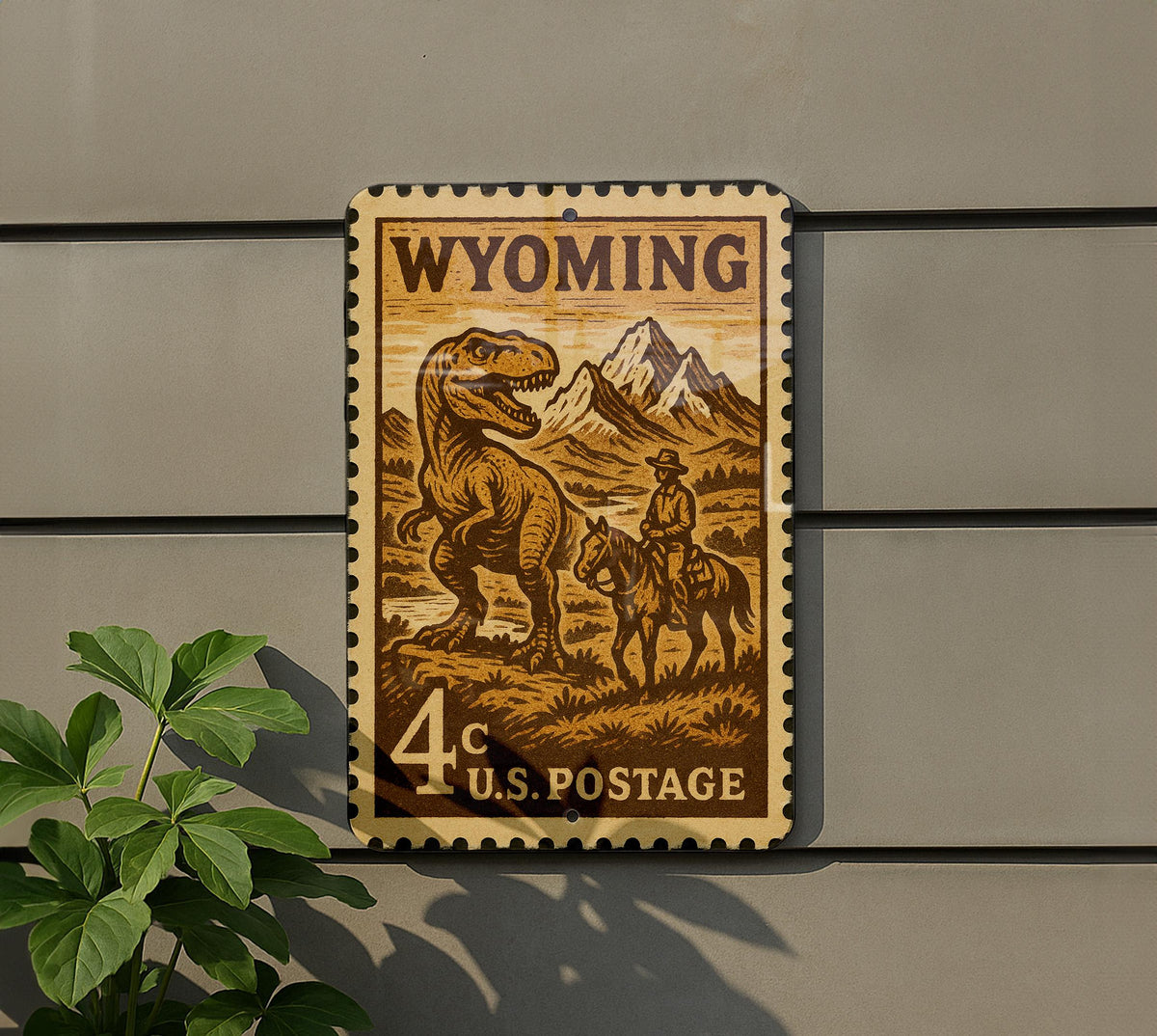 Wyoming Stamp Metal Sign – Vintage State Art, Rustic Wall Decor, Western Home Accent, Retro Travel Souvenir Sign — photo 5