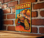 Pop Art Sulcata Tortoise Metal Sign – Bold Comic Style Wall Decor, Retro Reptile Artwork for Home or Garden — photo 2