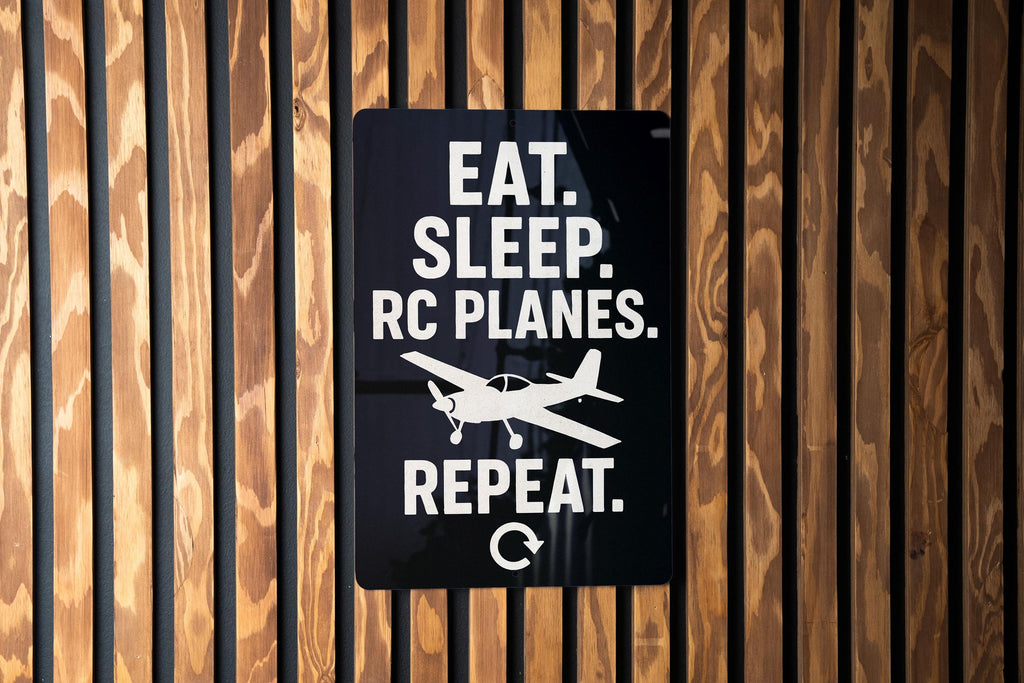 Eat Sleep RC Planes Repeat Metal Sign – RC Plane Silhouette Wall Decor for Hobbyists, Garage or Man Cave Gift — photo 2
