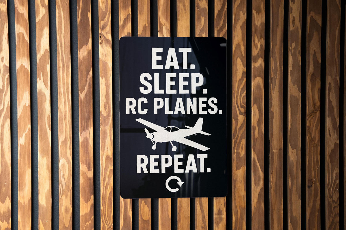 Eat Sleep RC Planes Repeat Metal Sign – RC Plane Silhouette Wall Decor for Hobbyists, Garage or Man Cave Gift — photo 2