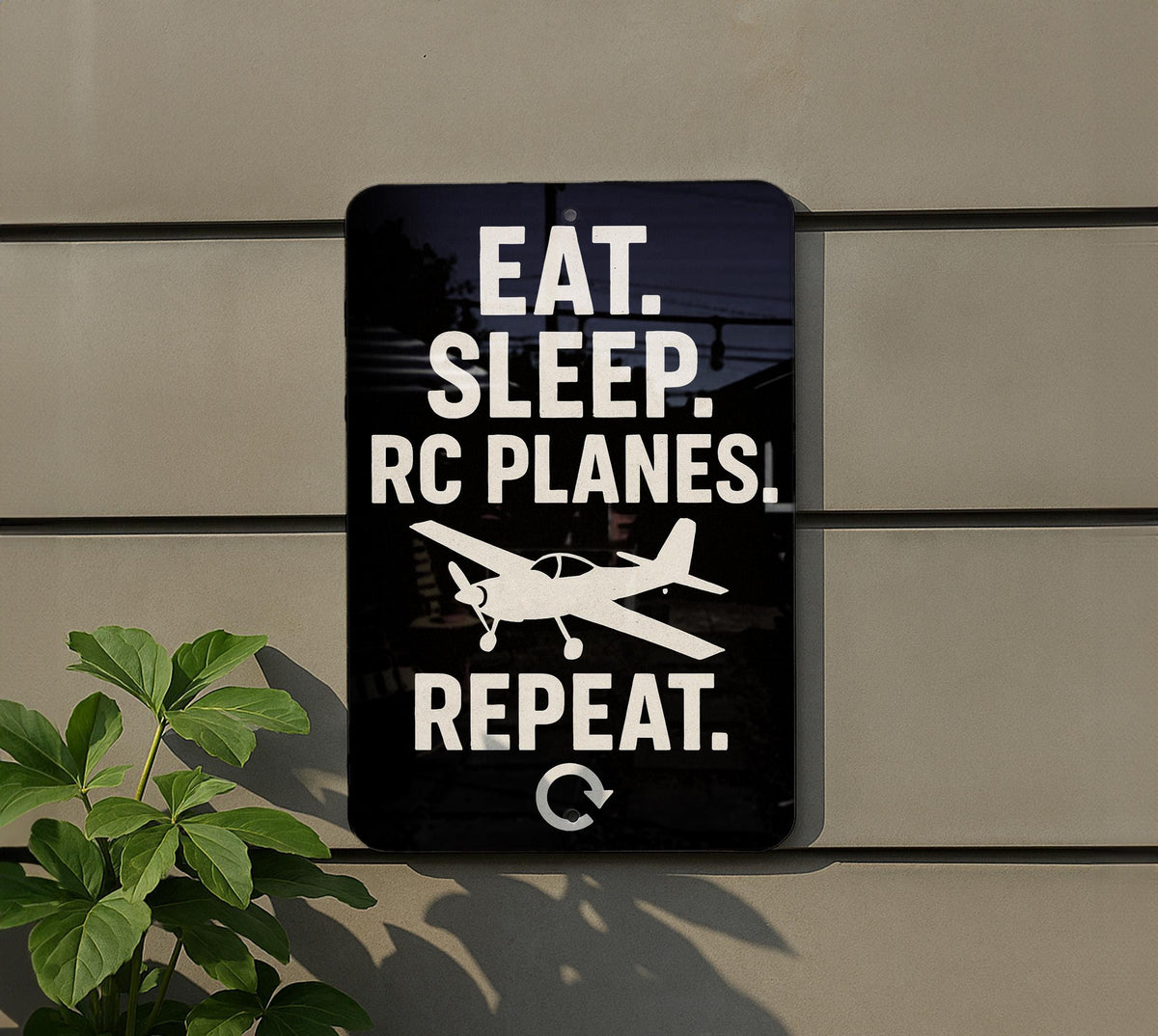Eat Sleep RC Planes Repeat Metal Sign – RC Plane Silhouette Wall Decor for Hobbyists, Garage or Man Cave Gift — photo 5
