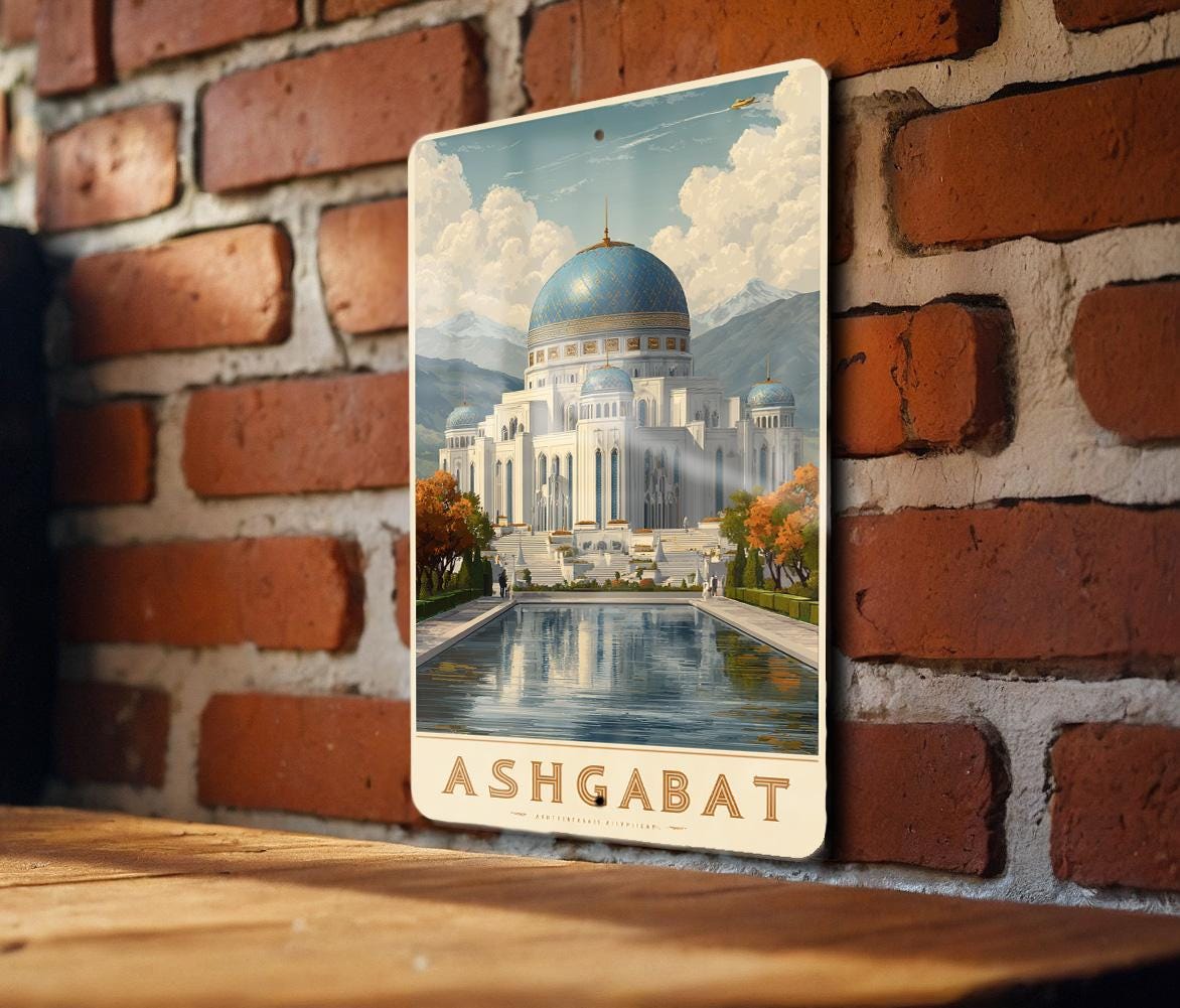 Ashgabat Retro Travel Poster Tin Sign – Vintage Metal Wall Art for Home, Bar, or Office Décor, Turkmenistan Souvenir — photo 3