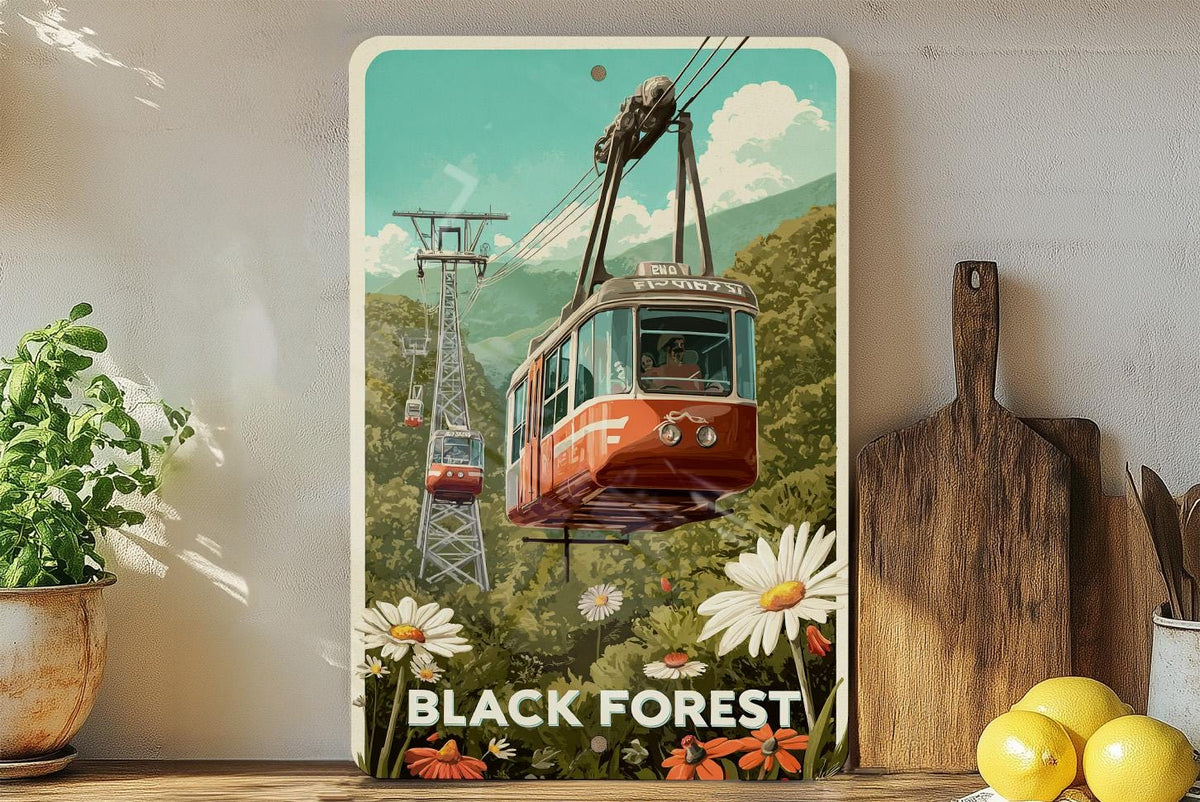 Retro Black Forest Travel Poster Tin Sign – Vintage-Style Metal Wall Art for Cabin, Lodge, or Rustic Home Décor — photo 2