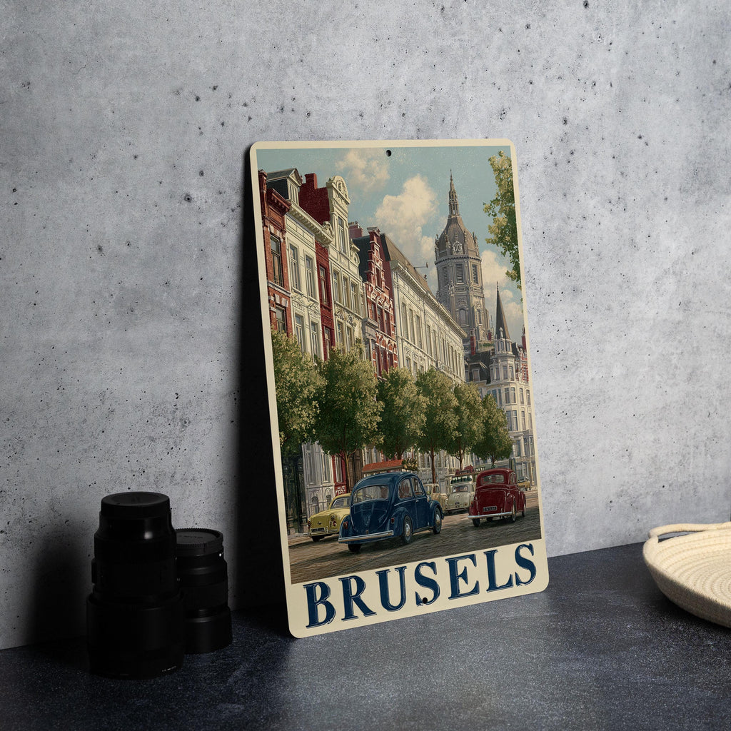 Retro Brussels Travel Poster Tin Sign – Vintage Metal Wall Decor for Home, Bar, Cafe, Man Cave, Belgium Souvenir Art — photo 4