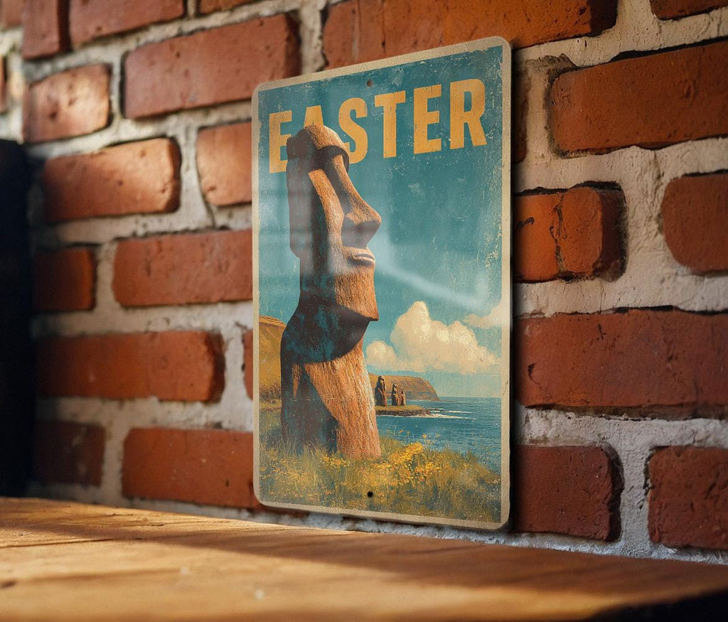 Retro Easter Island Travel Poster Tin Sign – Vintage Metal Wall Art Decor for Home, Bar, Garage, or Man Cave — photo 3