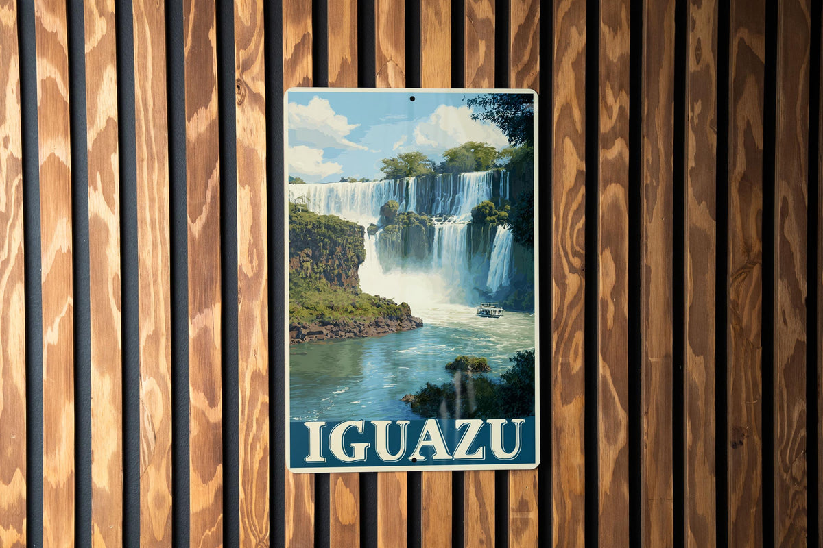 Retro Iguazu Falls Travel Poster Style Metal Tin Sign – Vintage Wall Decor for Home, Bar, Man Cave, or Office — photo 2