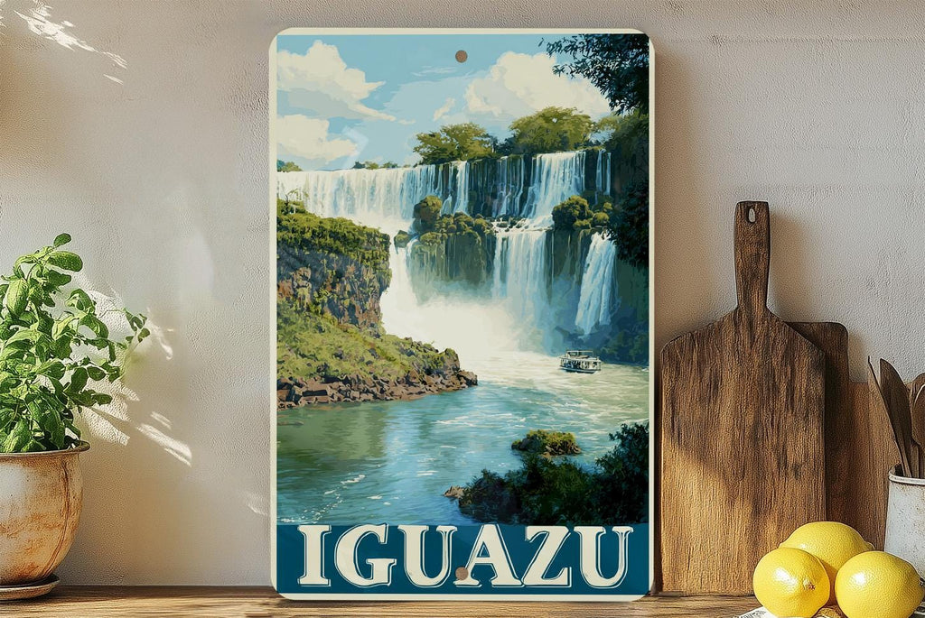 Retro Iguazu Falls Travel Poster Style Metal Tin Sign – Vintage Wall Decor for Home, Bar, Man Cave, or Office — photo 3