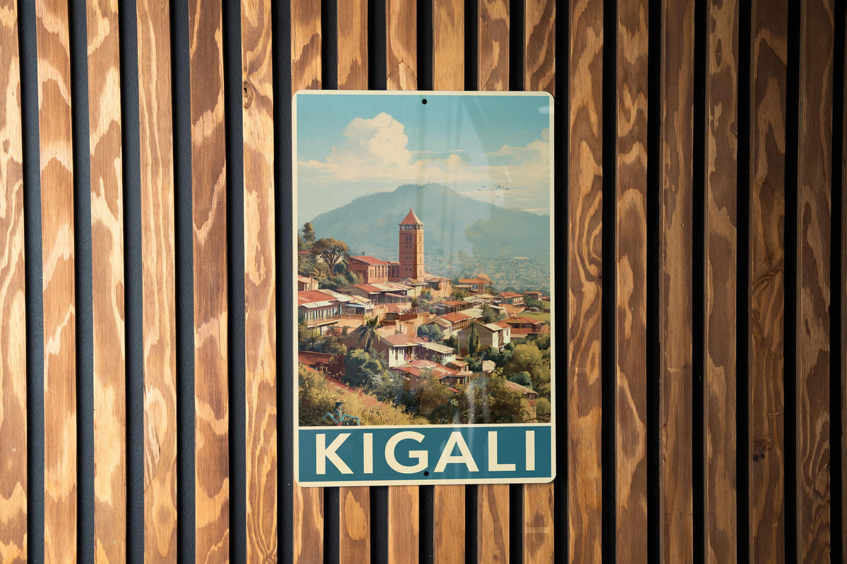 Kigali Travel Poster Style Retro Tin Sign – Vintage Rwanda Wall Art, Metal Decor for Home, Office, or Bar — photo 3