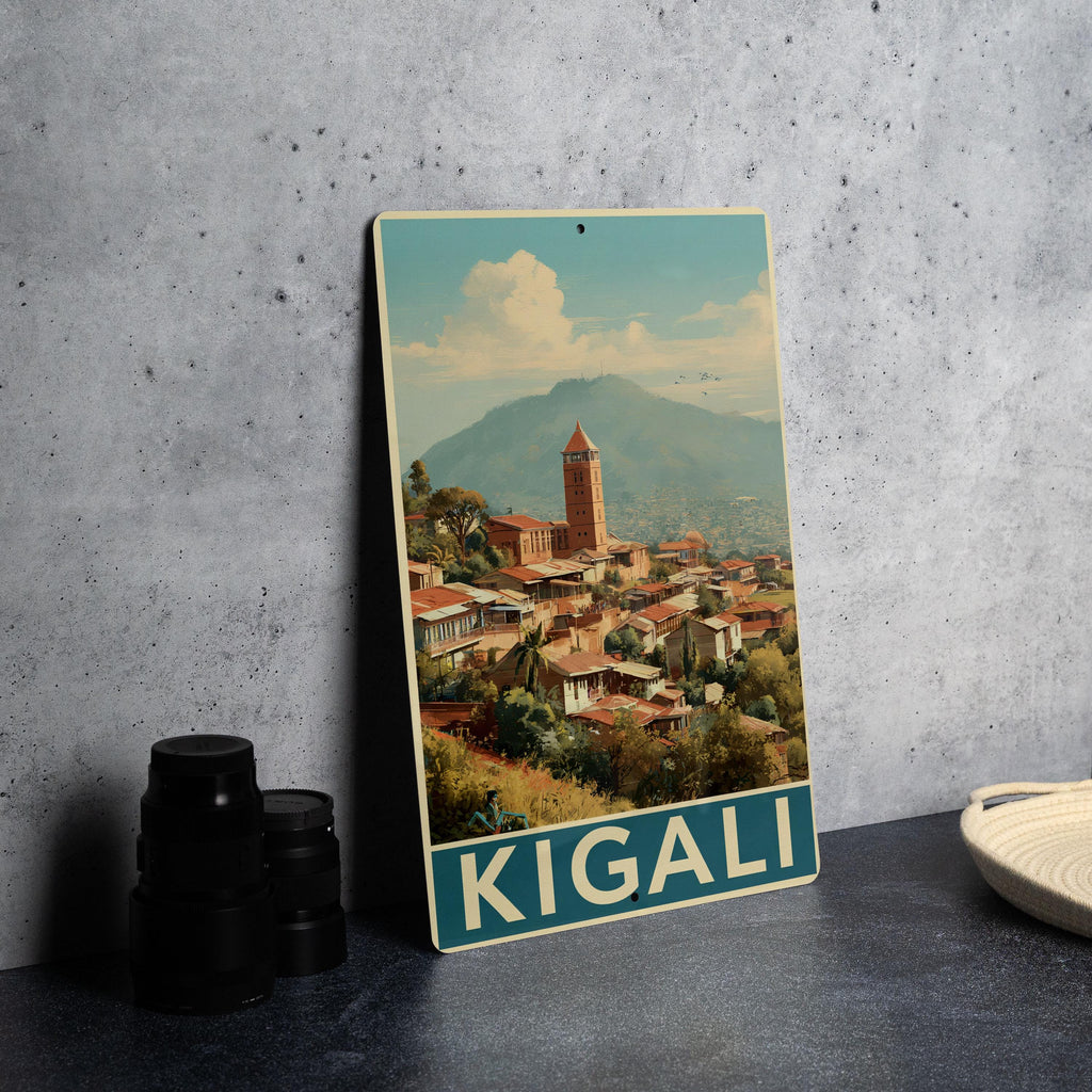 Kigali Travel Poster Style Retro Tin Sign – Vintage Rwanda Wall Art, Metal Decor for Home, Office, or Bar — photo 4