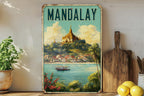 Retro Mandalay Travel Poster Tin Sign – Vintage Burma Wall Art, Metal Decor for Home, Bar, or Office — photo 1